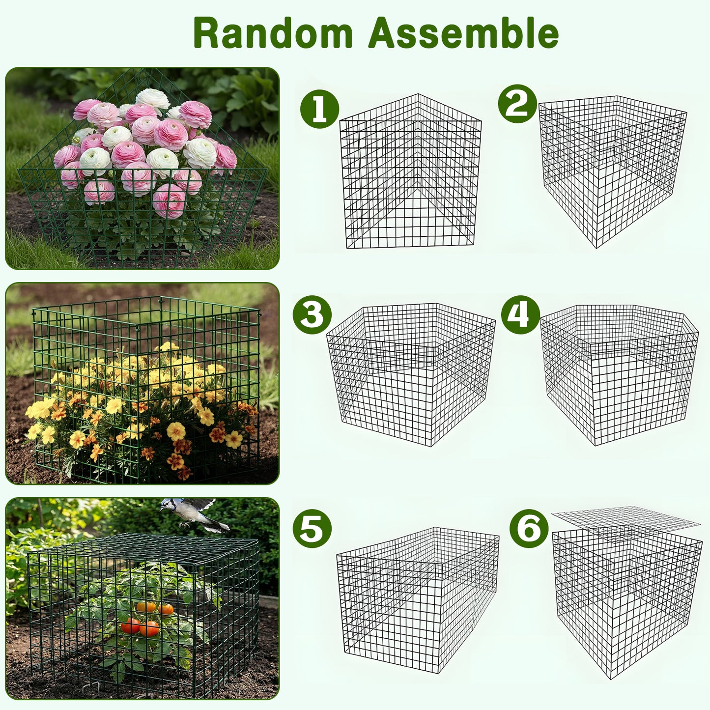 KORALAKIRI Plant Protector from Animals, Plant Cages for Outdoor Plants, Metal Wire Mesh Garden Protection Animal Barrier to Keep Flower Vegetables from Rabbit Chicken