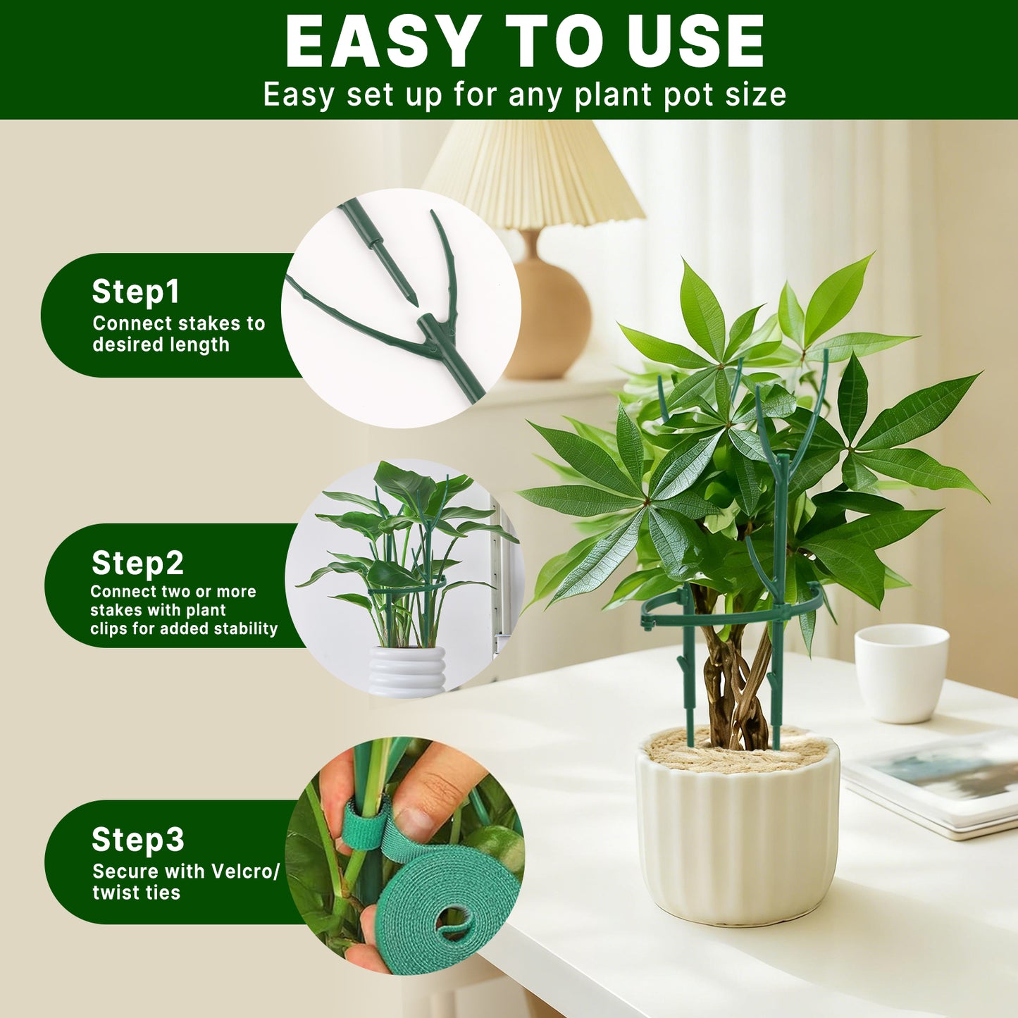 KORALAKIRI 10 Pack Stackable Plant Supports Stakes, Reusable Tall Sticks for Indoor Outdoor Potted Plants, Garden Trellis for Climbing Vining Plants, Monstera, Pothos