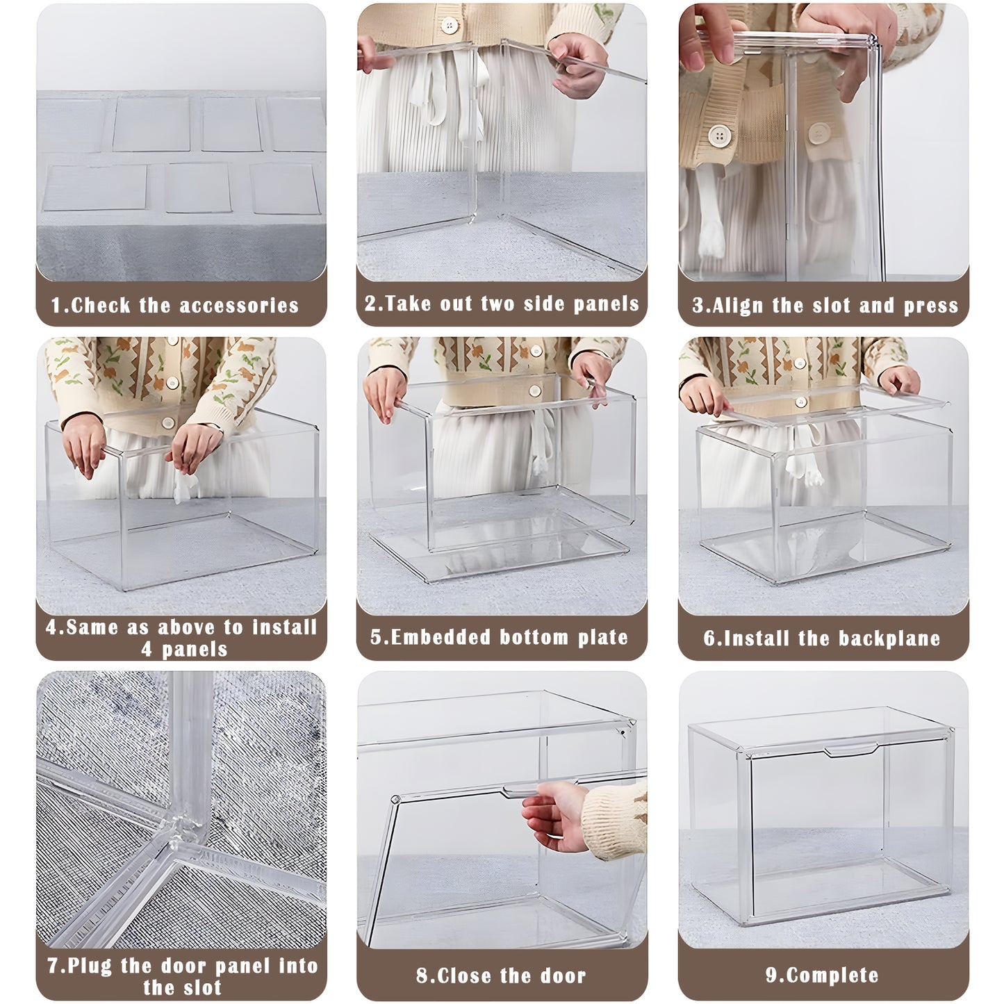 KORALAKIRI 3Pack Acrylic Display Case, Adjustable Plastic Figure Display Case for Collectible with Magnetic Door, Clear Stackable Box Showcase