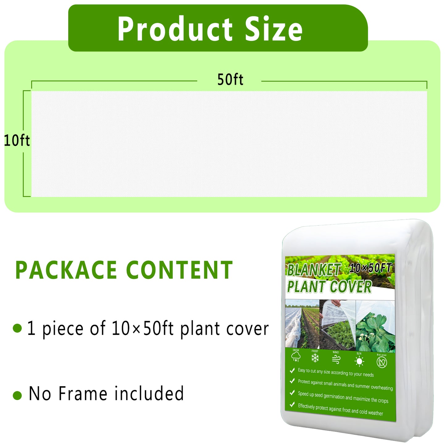 KORALAKIRI Plant Covers Freeze Protection, 10x50FT Frost Cloth Plant Freeze Protection, Reusable Winter Floating Row Covers for Raised Beds Vegetables Insect