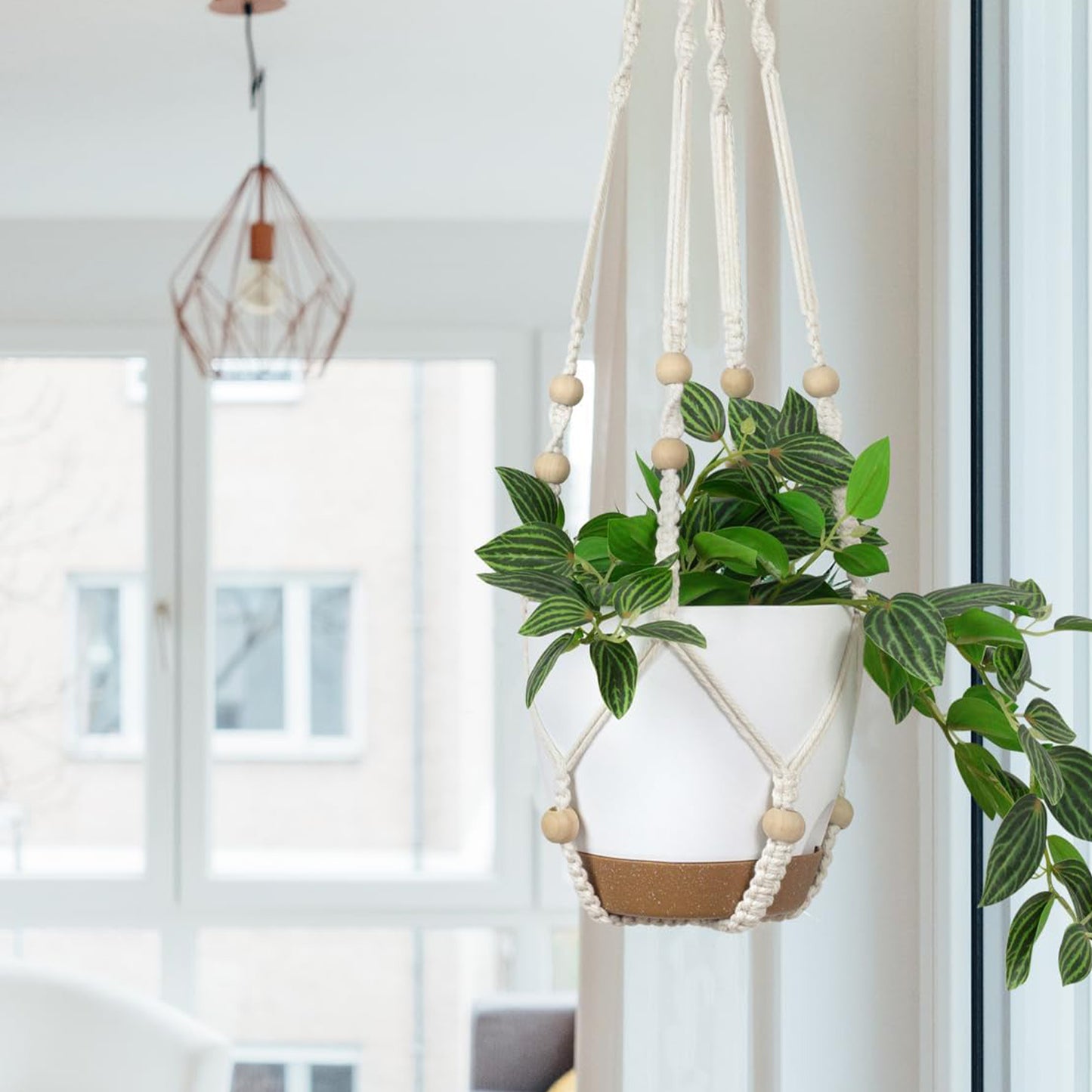 West Bay 3 Set Hanging Planters with Macrame Plant Hangers for Indoor Outdoor Plants Self Watering Pots Hanging Baskets Flower Pot Holders