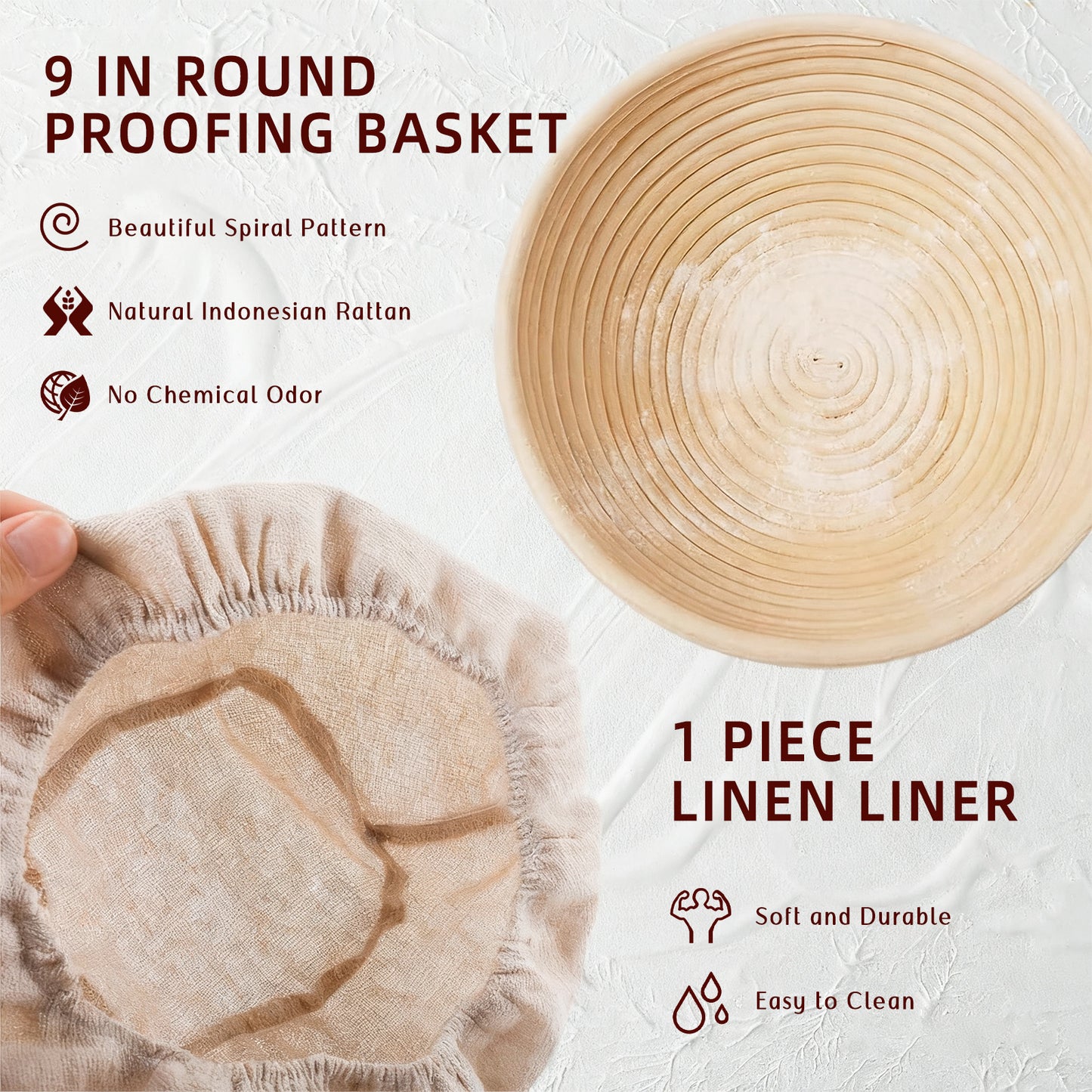 KORALAKIRI 16pcs Sourdough Starter Kit, 9'' Banneton Bread Proofing Basket Set with Glass Sourdough Starter Jar, Sourdough Bread Baking Supplies Tools for Bakers Women Wife