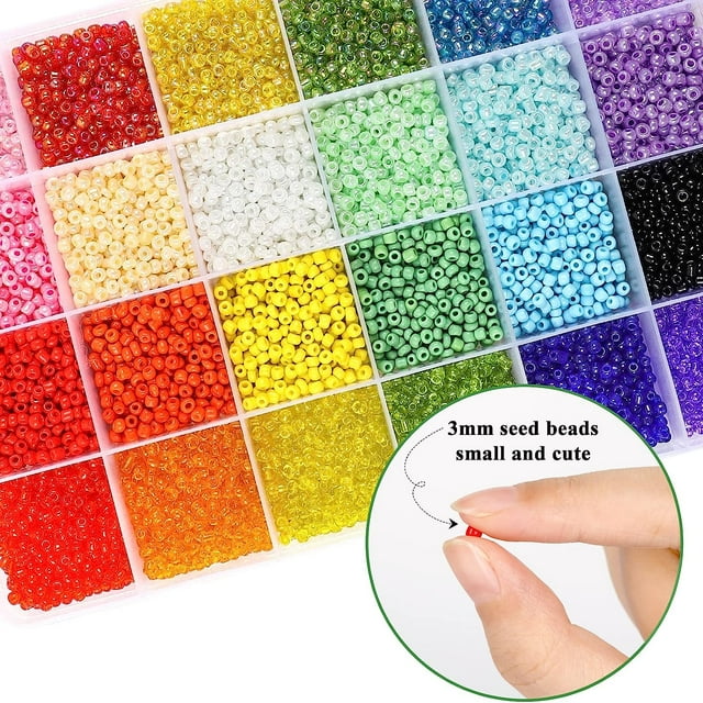 10800pcs 3mm 8/0 Glass Seed Beads and 1440pcs Acrylic Alphabet Beads for Bracelets Making Kit, Craft Gifts for Girls Ages 6-12