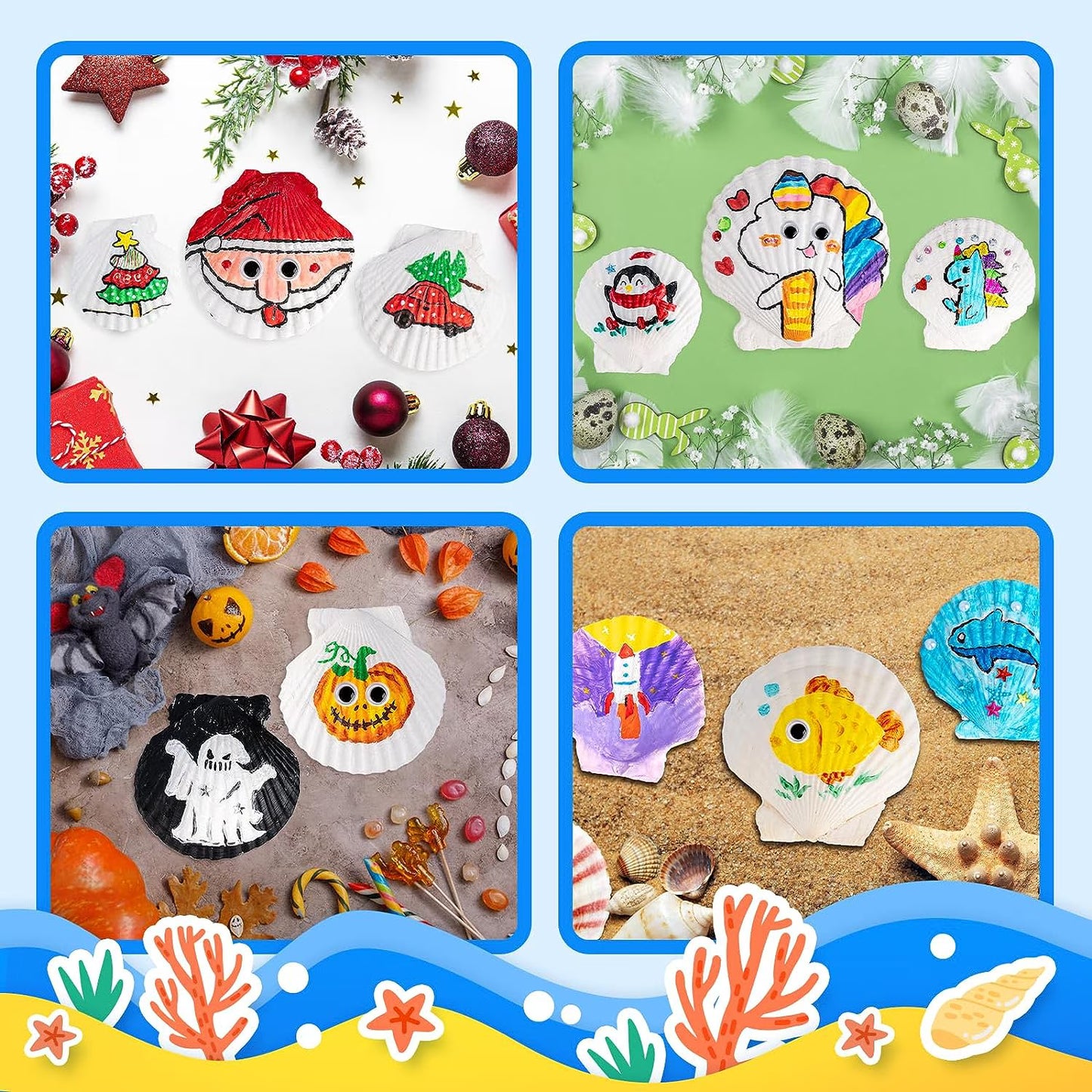 Shell Painting DIY Crafts for Kids Ages 4-12, Mixed Seashells for Painting, Arts and Crafts, Painting Crafts for Boys&Girls, Kids Crafts Birthday Easter Gifts