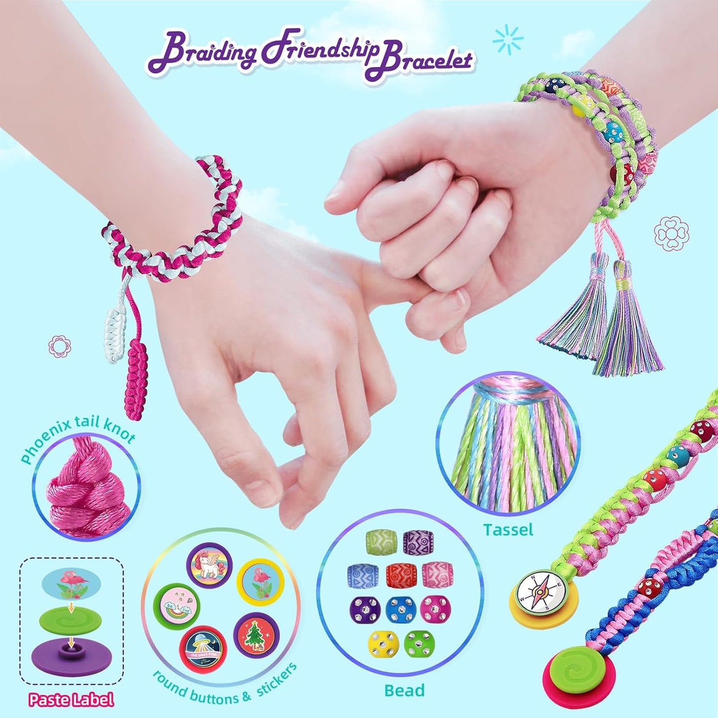 CandWuom Friendship Bracelet Making Kit, Bracelet Kit for Girls, Jewelry Bracelet Kit, Portable DIY Knitting for Kids, Best Gifts Ideas for Kids Age 7 8 9 10 11 12 Year Old (Blue)