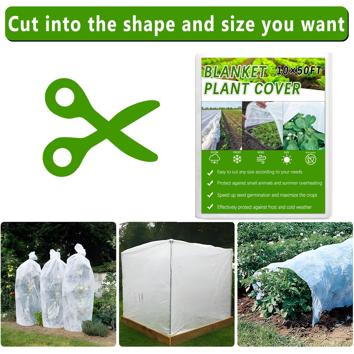 KORALAKIRI Plant Covers Freeze Protection, 10x50FT Frost Cloth Plant Freeze Protection, Reusable Winter Floating Row Covers for Raised Beds Vegetables Insect