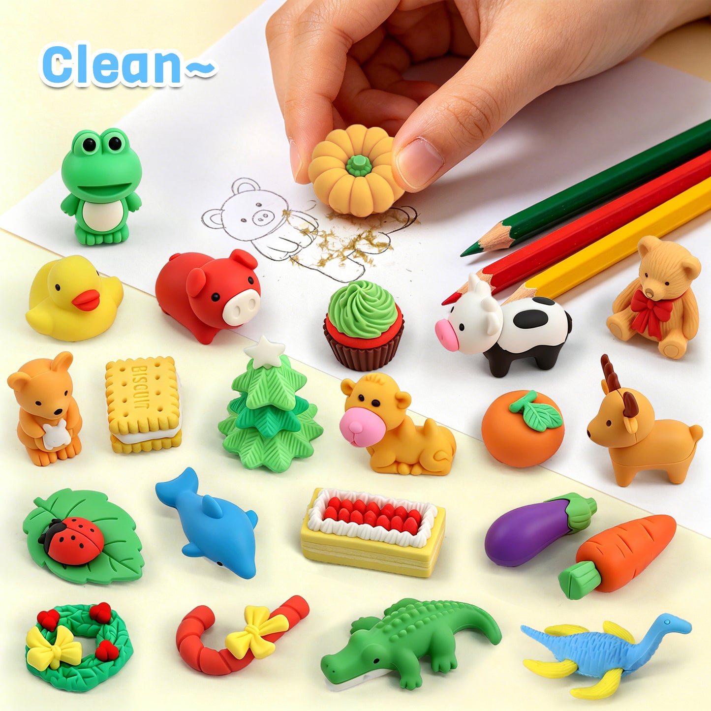 KORALAKIRI 100 Pcs Animal Erasers for Kids, 3D Mini Puzzle Take Apart Erasers, Bulk Desk Pets, Classroom Rewards and Prizes, Treasure Box, Party Favors, Back to School Supplies