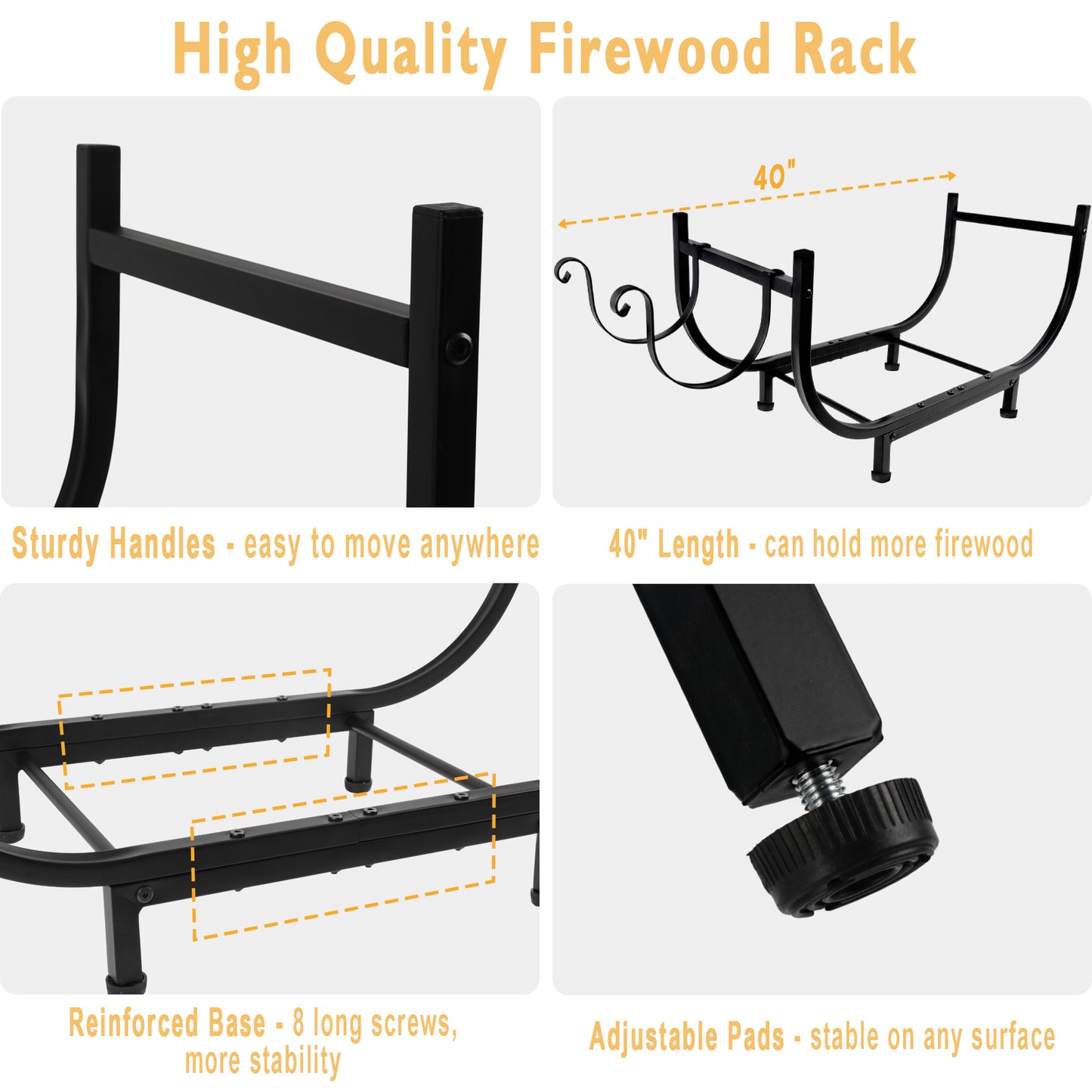 KORALAKIRI Firewood Rack Outdoor 30in, Indoor Firewood Storage and Firewood Rustproof Holder, Stable Log Holder and Fireplace Decor Organizer