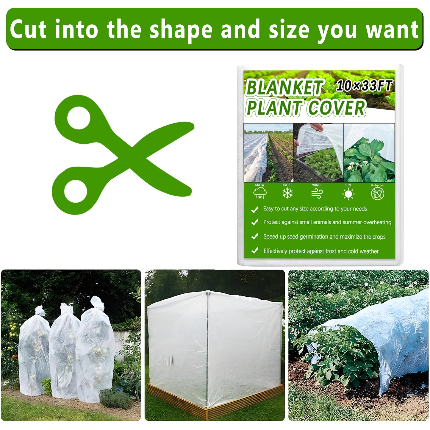 KORALAKIRI Plant Covers Freeze Protection, 10x33FT Reusable Thickened Winter Floating Row Covers, Frost Cloth Blanket Shade Cloth Garden Fabric for Raised Beds Vegetables Insect