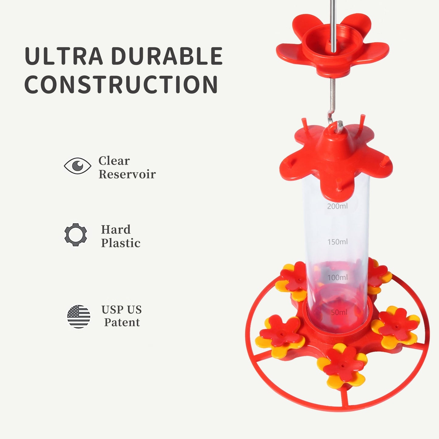 KORALAKIRI Hummingbird Feeders, Hummingbird Feeder for Outdoors Hanging ant and Bee Proof, Plastic Humming Birds Feeders for Outside