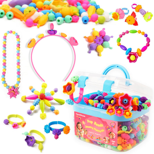 CandWuom 520+ Snap Pop Beads for Kids Jewelry Making - Toys for Girls, Arts and Crafts Supplies, Bracelet Making Crafts for Kids, Gifts for Girls Age 3-5