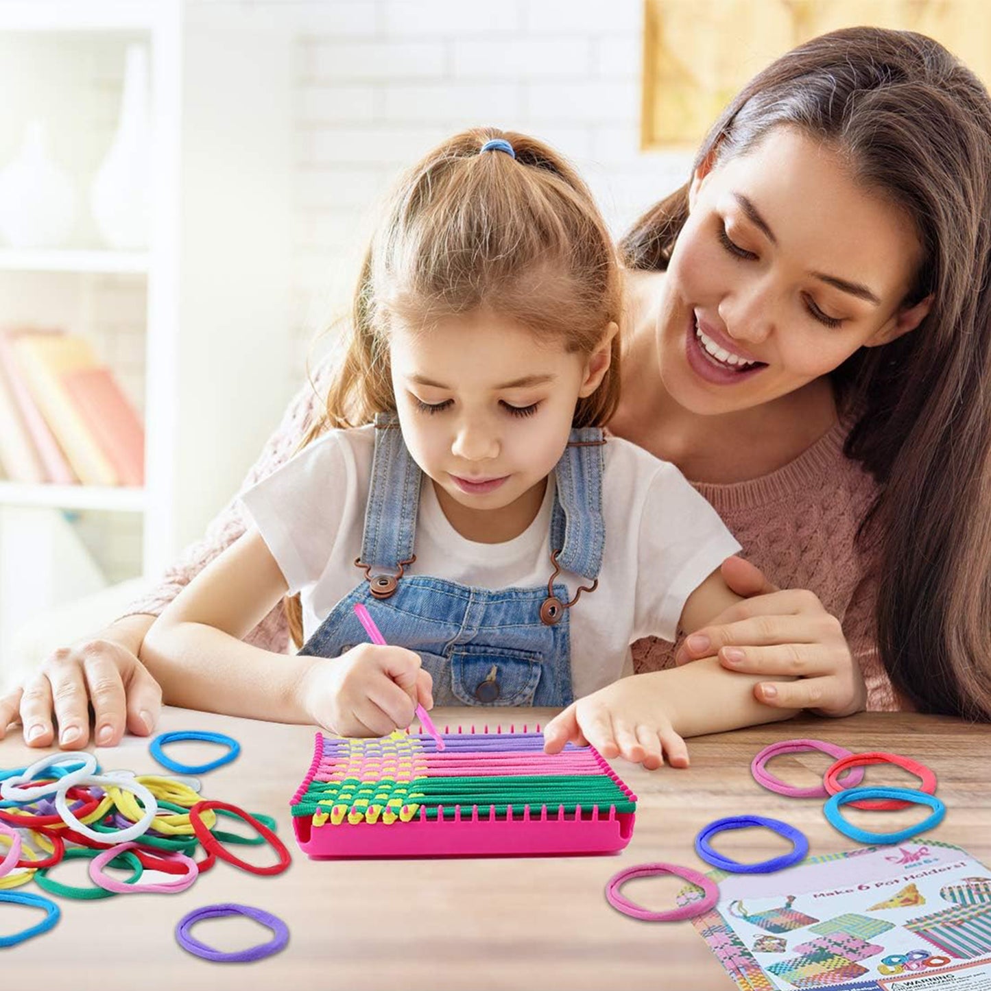 CandWuom Weaving Loom Kit Toys for Kids and Adults, Potholder Loops Crafts for Girls Ages 6 7 8 9 10 11 12, 7" Pot Holder Loom Knitting Kits and Gifts for Kids and Beginners