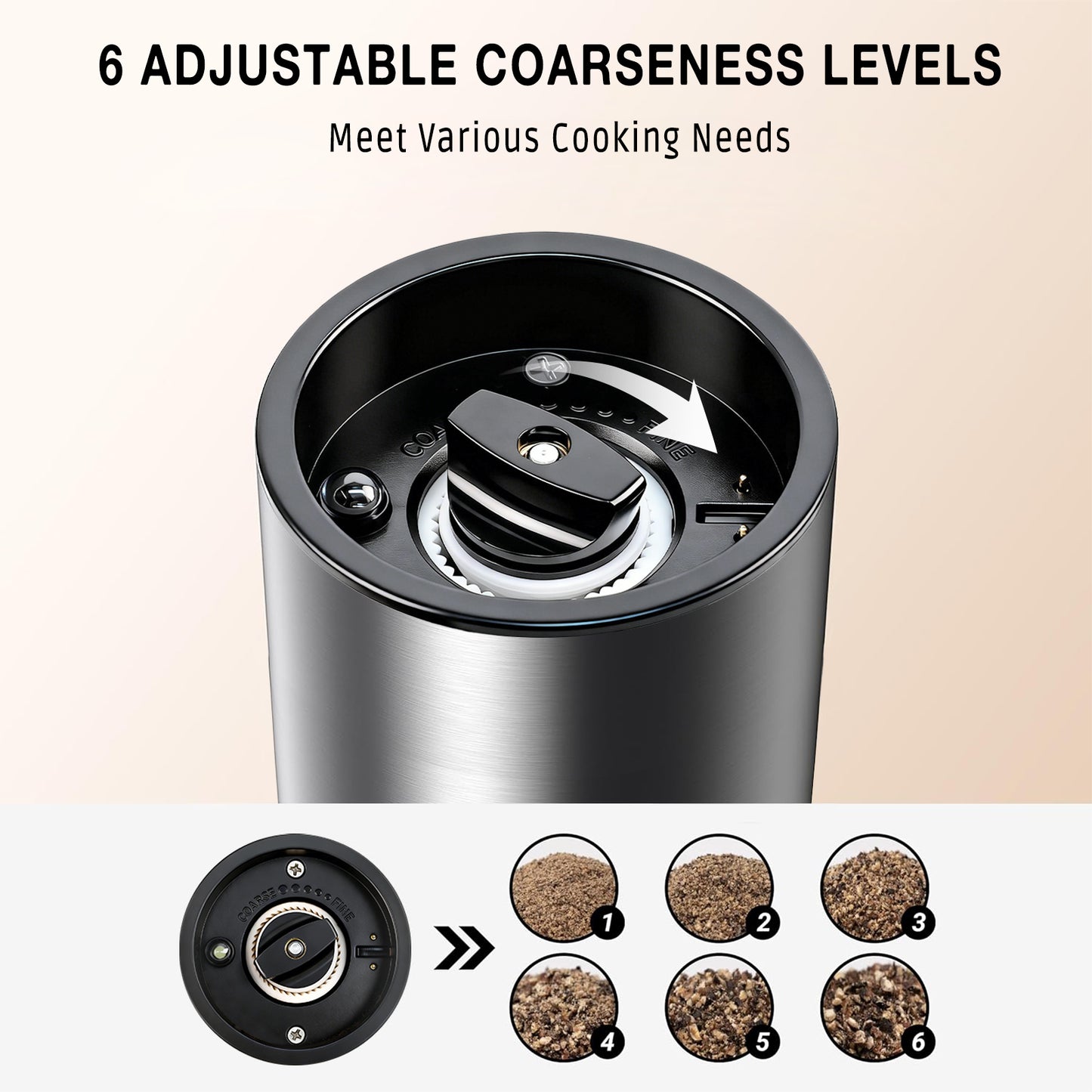 KORALAKIRI Electric Salt and Pepper Shakers Grinder Set with Rechargeable Base, Refillable Automatic Pepper Mill with LED Light & Adjustable Coarseness for Kitchen, Outdoor, BBQ & Gift Giving