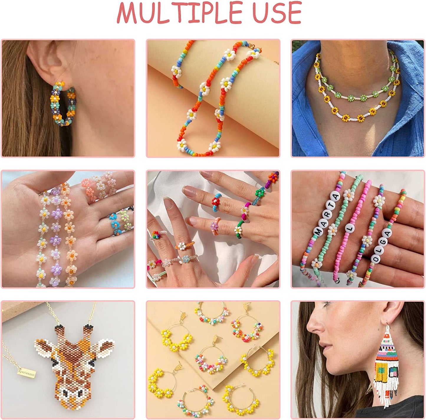 CandWuom 40000+ 2mm Glass Seed Beads for Bracelet Jewelry Making Kit, 48 Colors Glass Beads Kit for Teen Girl Gifts, Small Seed Beads for Necklace Ring Making Kit with Pendants