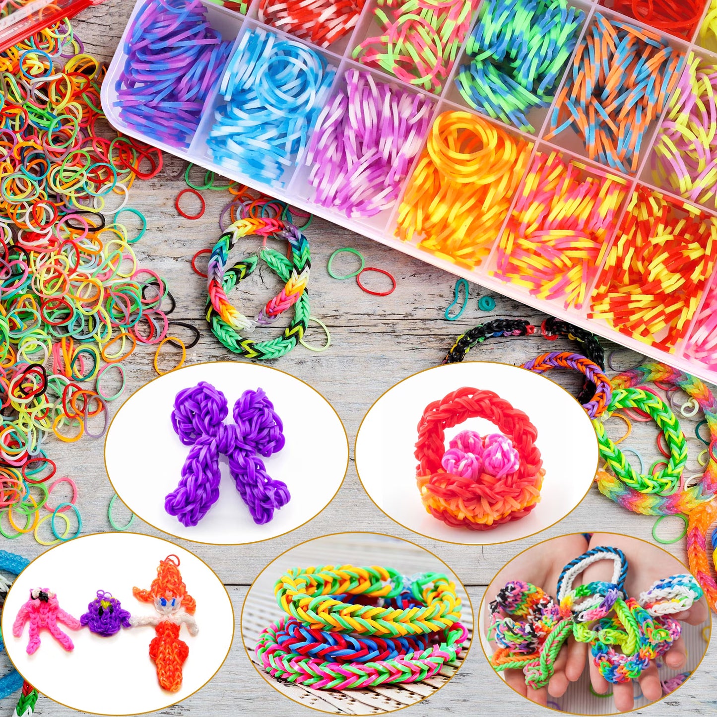 CandWuom 1800+ Rubber Bracelet Making Kit, Friendship Bracelets Making Kit,Gifts for Girls Ages 8-12
