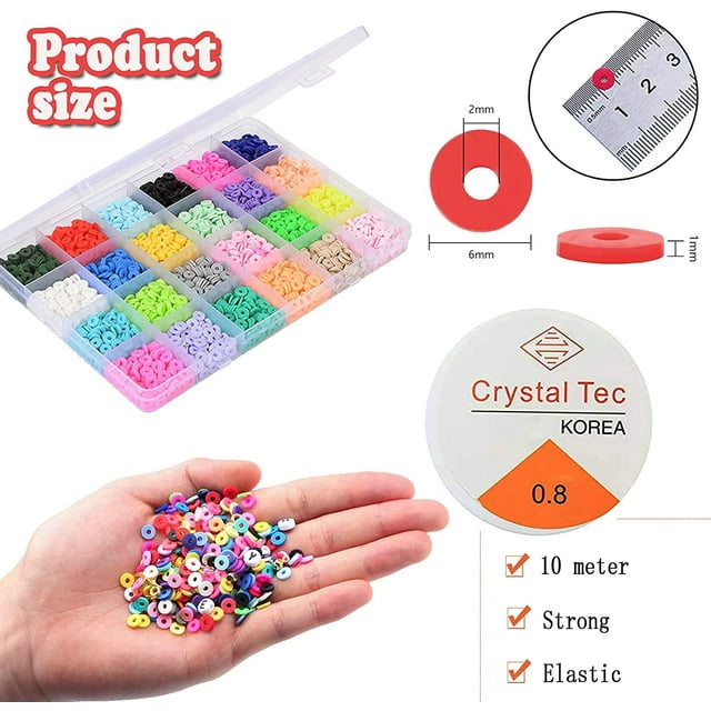 Koralakiri 24 Colors Clay Beads for Bracelet Making Kit for Girls 8-12 Gifts, Polymer Heishi Beads, Letter Beads for Girls Jewelry Making Crafts