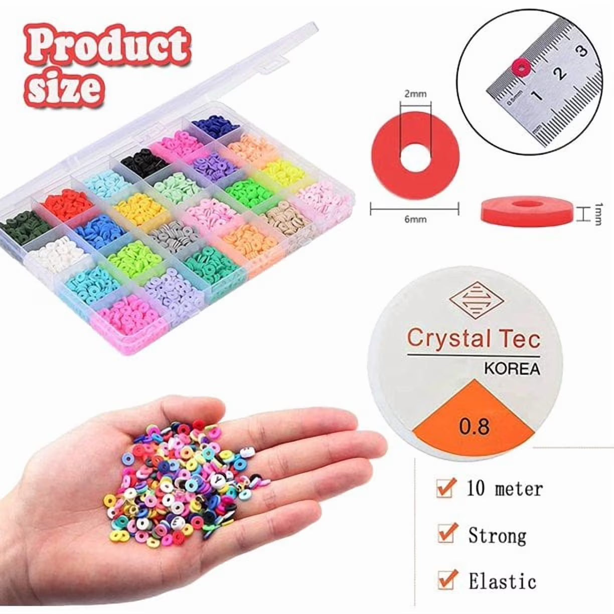 West Bay 24 Colors Clay Beads for Bracelet Making Kit for Girls 8-12, Flat Polymer Heishi Beads Set, Letter Beads for Girls Jewelry Making Crafts