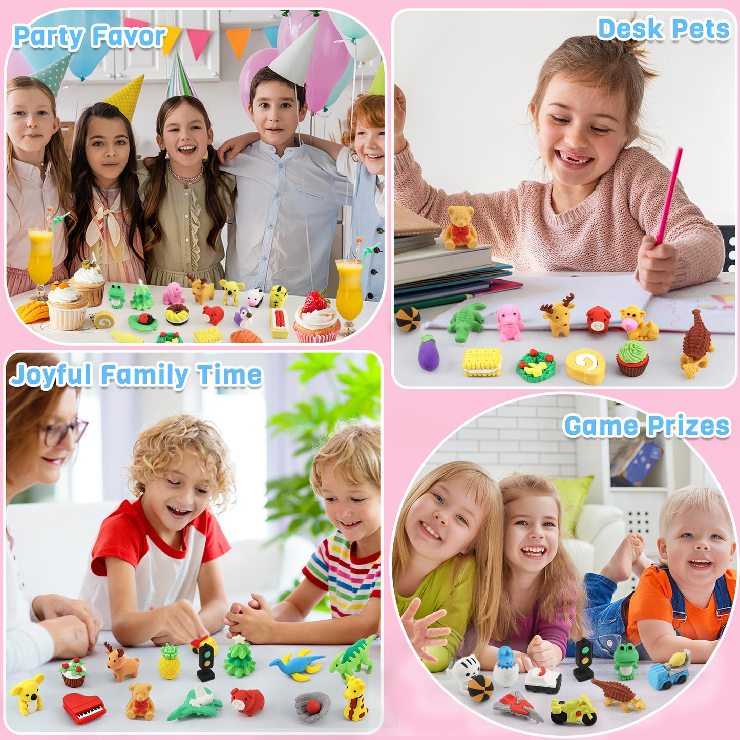 KORALAKIRI 100 Pcs Animal Erasers for Kids, 3D Mini Puzzle Take Apart Erasers, Bulk Desk Pets, Classroom Rewards and Prizes, Treasure Box, Party Favors, Back to School Supplies