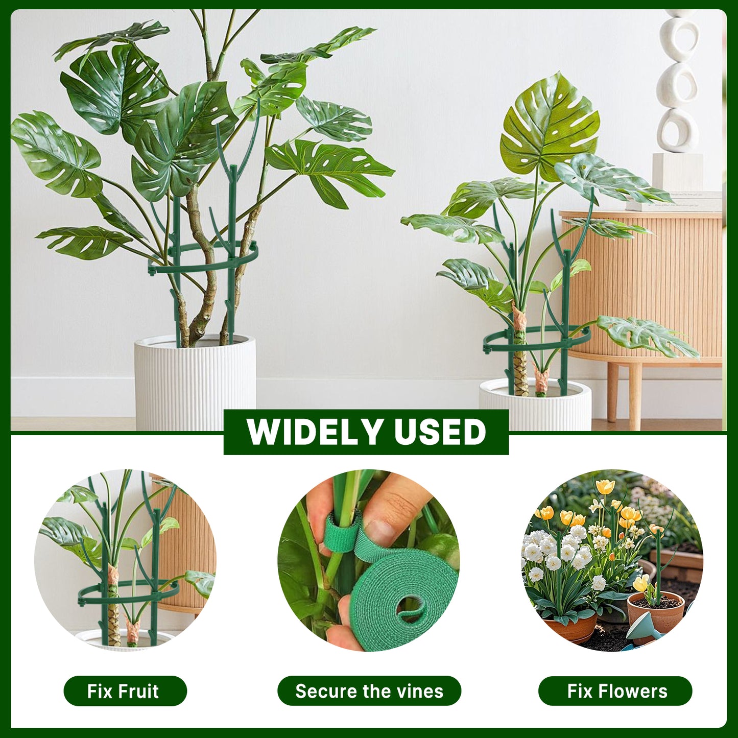 KORALAKIRI 10 Pack Stackable Plant Supports Stakes, Reusable Tall Sticks for Indoor Outdoor Potted Plants, Garden Trellis for Climbing Vining Plants, Monstera, Pothos