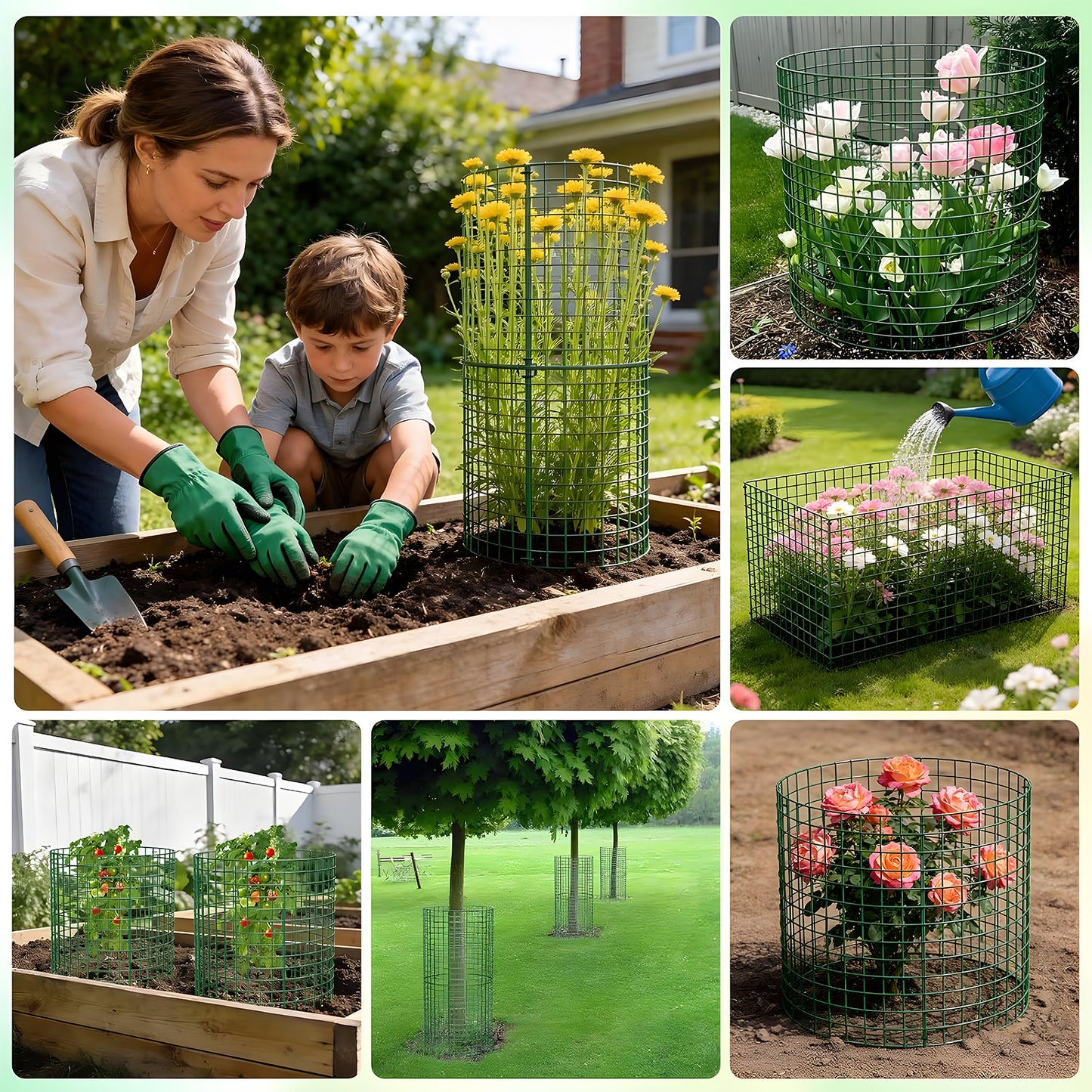 KORALAKIRI Plant Protector from Animals, Plant Cages for Outdoor Plants, Metal Wire Mesh Garden Protection Animal Barrier to Keep Flower Vegetables from Rabbit Chicken