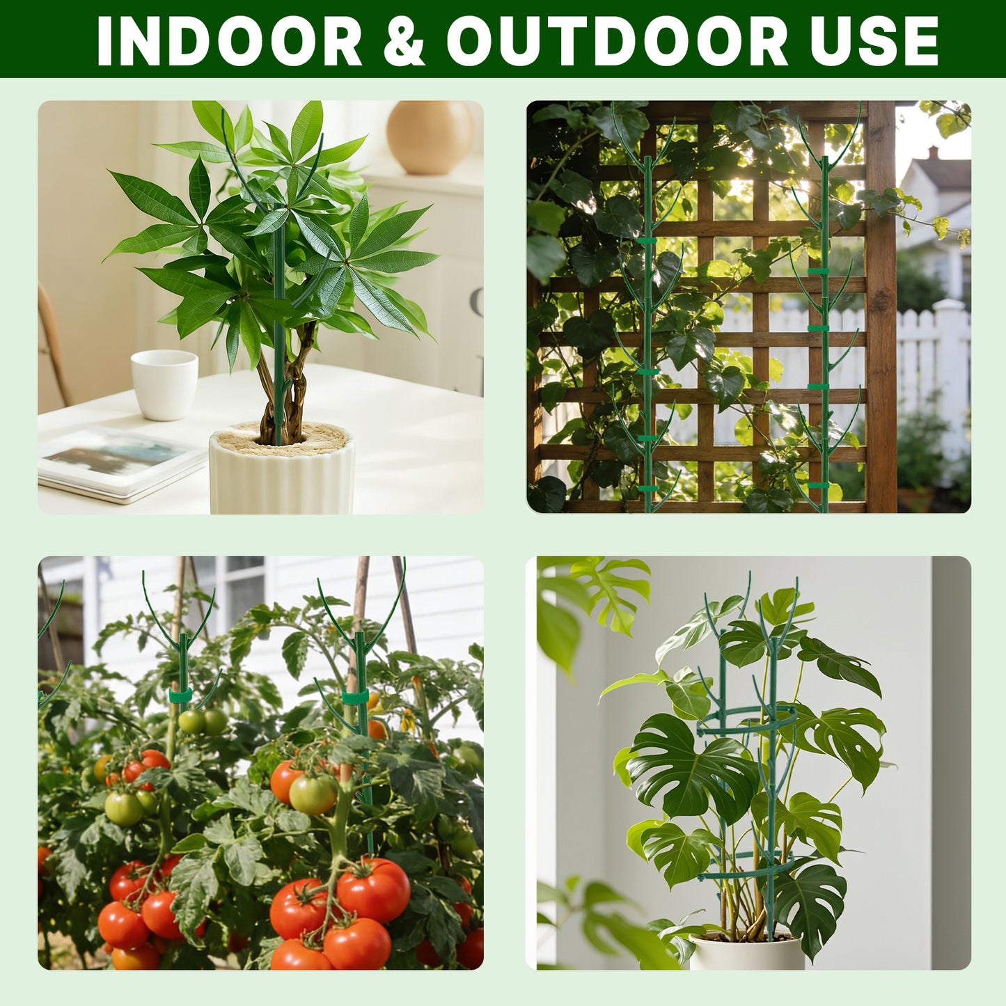 KORALAKIRI 10 Pack Stackable Plant Supports Stakes, Reusable Tall Sticks for Indoor Outdoor Potted Plants, Garden Trellis for Climbing Vining Plants, Monstera, Pothos