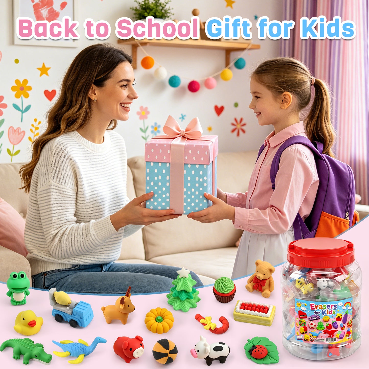 KORALAKIRI 100 Pcs Animal Erasers for Kids, 3D Mini Puzzle Take Apart Erasers, Bulk Desk Pets, Classroom Rewards and Prizes, Treasure Box, Party Favors, Back to School Supplies