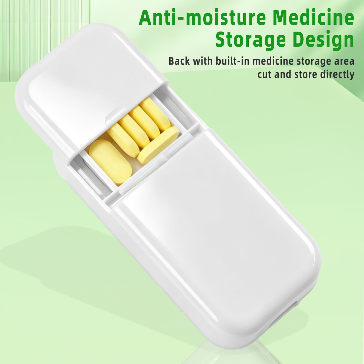 West Bay Pill Cutter Splitter for Small and Tiny Pills, Precisely Cuts into 1/2, 1/3, 1/4 | Portable & Easy-Grip Design | Back Storage