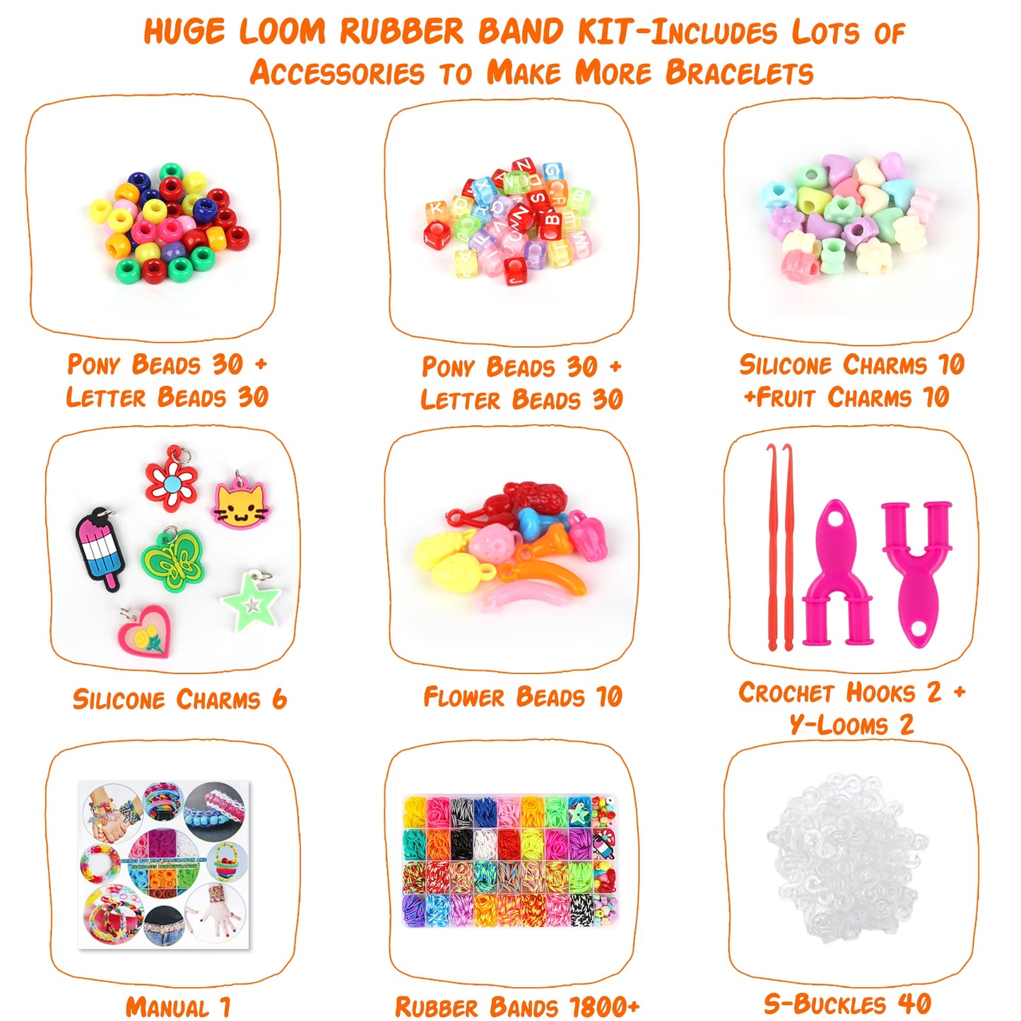 CandWuom 1800+ Rubber Bracelet Making Kit, Friendship Bracelets Making Kit,Gifts for Girls Ages 8-12