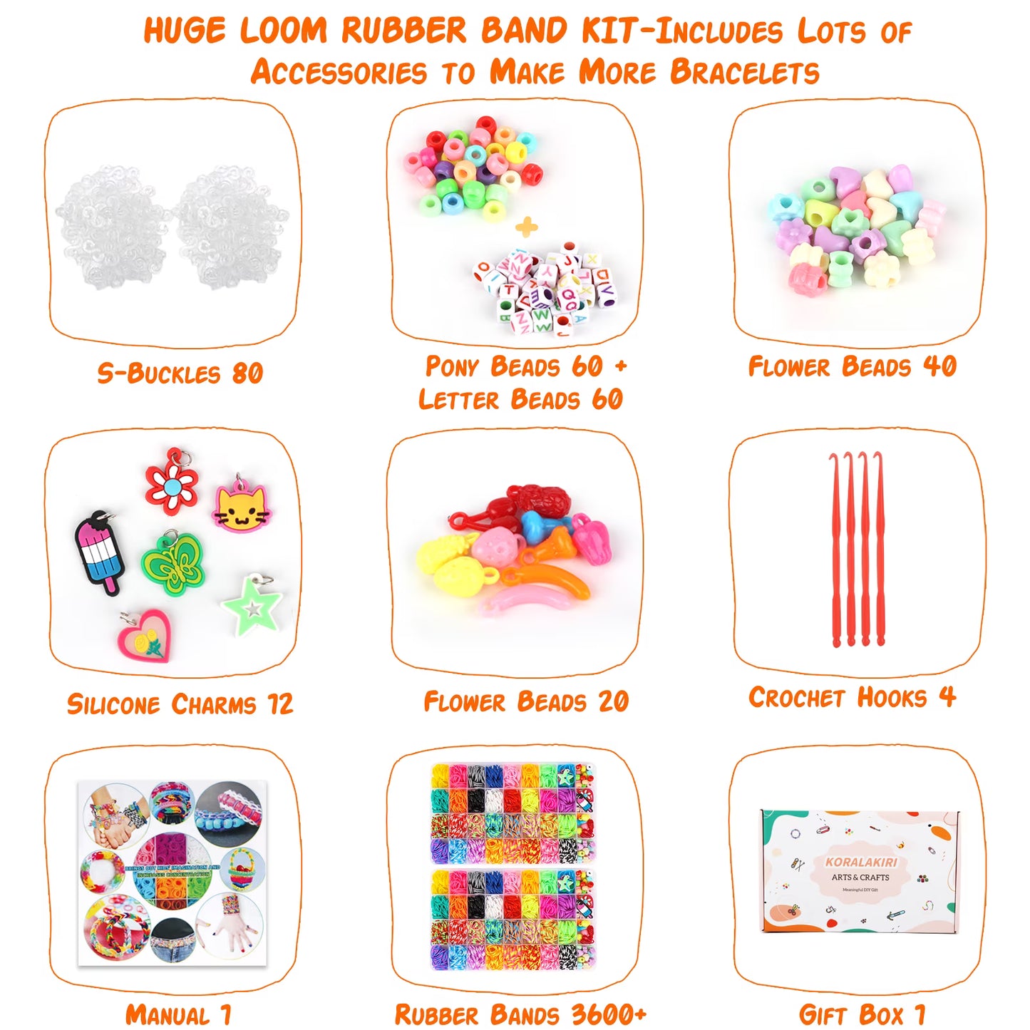 CandWuom 3600+ Rubber Bracelet Making Kit, Friendship Bracelets Making Kit,Gifts for Girls Ages 8-12