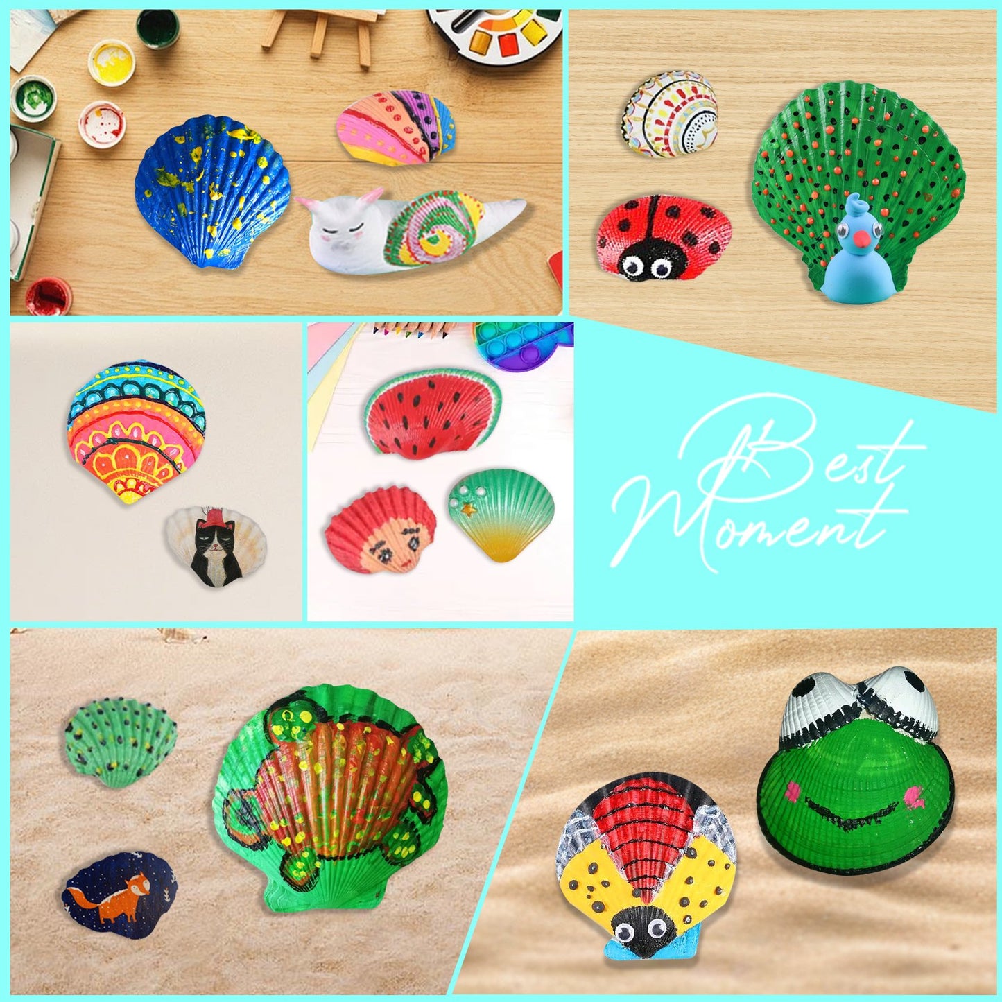 Shell Painting DIY Crafts for Kids Ages 4-12, Mixed Seashells for Painting, Arts and Crafts, Painting Crafts for Boys&Girls, Kids Crafts Birthday Easter Gifts