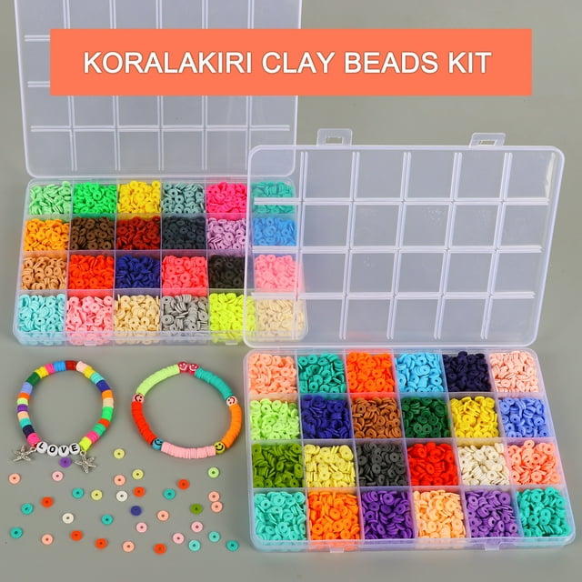 CandWuom 12000Pcs Flat Polymer Clay Beads Kit 48 Colors,6mm Heishi Beads for Bracelets Necklaces Jewelry Making Gifts for Girls Ages 6-12